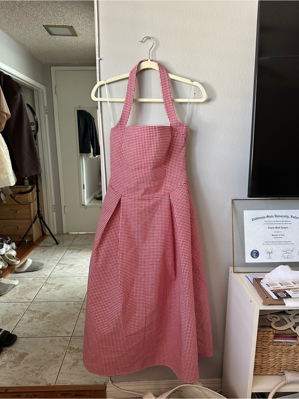 Meshki Juana Halter Midi Dress in Red Gingham - Picture 4 of 7